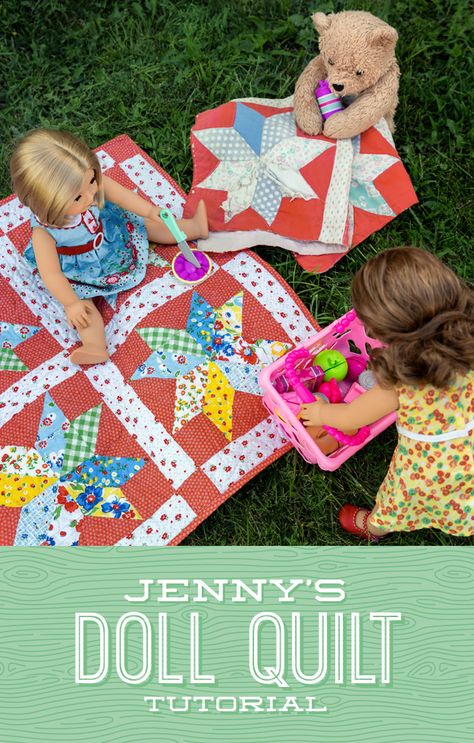 Create a cherished childhood memory with Jenny's Doll Quilt tutorial! Jenny takes a vintage block from her childhood and reimagines it in this free and easy quilting tutorial. #missouristarquiltco #quilting #freequilttutorial #jennysdollquilt Easy Quilting Projects, Missouri Quilt Tutorials, Missouri Quilt Company, Missouri Star Quilt Company Tutorials, Free Quilt Tutorials, Easy Quilting, Table Quilt, Missouri Quilt, Charm Pack Quilt