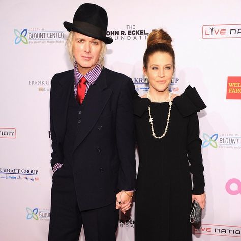 Lisa Marie Presley and Michael Lockwood at the Cocktail Reception of Elton John's Annual Benefit Michael Lockwood, Twin Daughters, Marie Presley, Lisa Marie Presley, Cocktail Reception, Twin Babies, Music Producer, Elton John