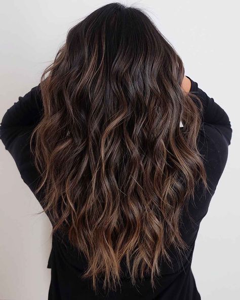 Chocolate Brown Balayage Long Hair, Chocolate Brown Hair With Extensions, Chocolate Brown Hair Color Balayage, Brown Hair With Extensions, Curls Brown Hair, Dark Brown Long Hair, Brown Hair Cuts, Hair Extensions Balayage, Danielle Victoria