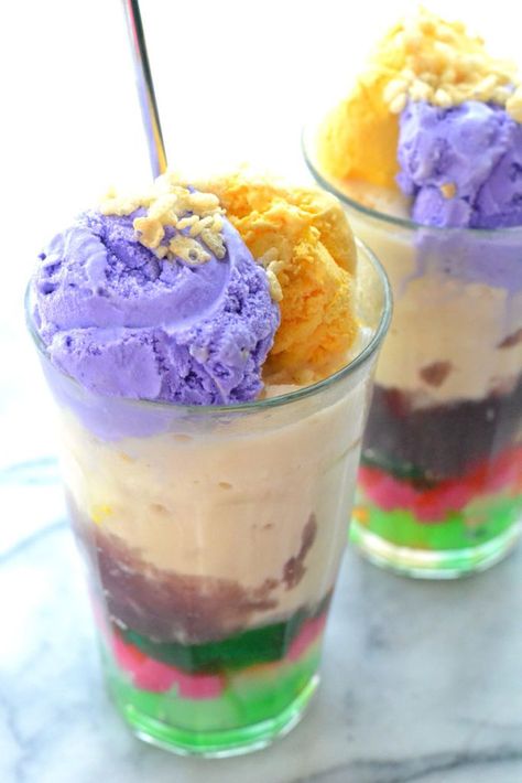 Cold Dessert Recipes, Filipino Street Food, Foodporn Dessert, Filipino Dessert, Philippines Food, Mango Ice Cream, Halo Halo, Filipino Desserts, Refreshing Desserts