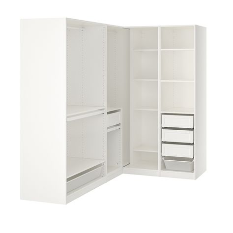 PAX corner wardrobe, white, 823/4/631/8x791/4" - IKEA Ikea Armoire, Ikea Pax Corner Wardrobe, Pax Corner, Storage Bookcases, Ikea Bookcases, Pax Corner Wardrobe, Pax Planner, Pax Ikea, Pax System