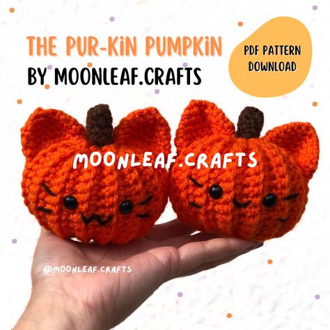 Available on ETSY, RIBBLR, RAVELRY AND KO-FI! Crochet Pour Halloween, Halloween Amigurumi, Fall Crochet Patterns, Cat Crochet, Pumpkin Cat, Crochet Halloween, Halloween Crochet Patterns, Crochet Fall, Holiday Crochet