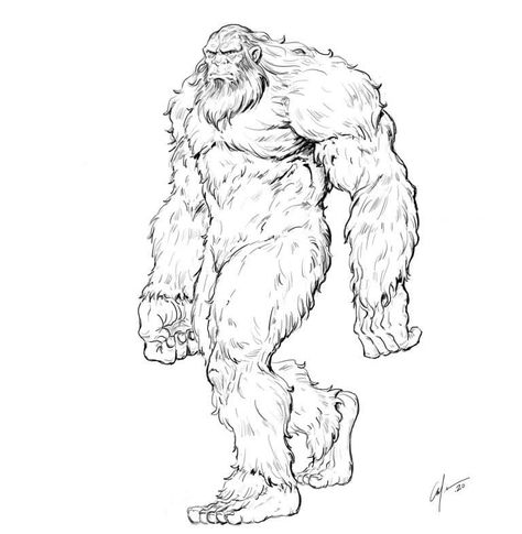 Bigfoot Art Drawings, Spooky Lasagna, Big Foot Drawing, Sasquatch Drawing, Bigfoot Drawing, Bigfoot Illustration, Yeti Monster, Bigfoot Pictures, Bigfoot Art