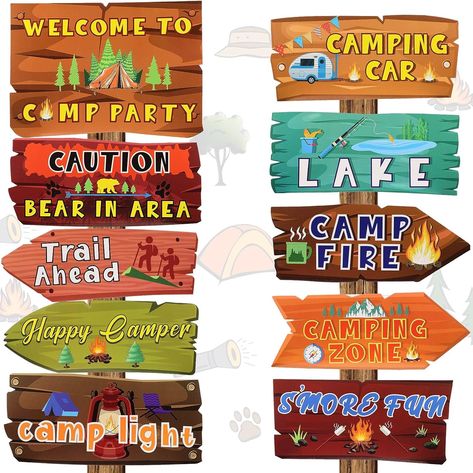 Amazon.com: Camping Party Sign Camping Party Themed Directional Signs Camper Sign Camping Welcome Yard Outdoor Wall Sign Party Supplies Photo Props Backdrop Decoration Party Decor (20 Pcs, Card Stock) : Patio, Lawn & Garden School Board Decoration, Camper Signs, Directional Signs, Camping Party, Board Decoration, Party Sign, Decoration Party, Backdrop Decorations, Outdoor Signs