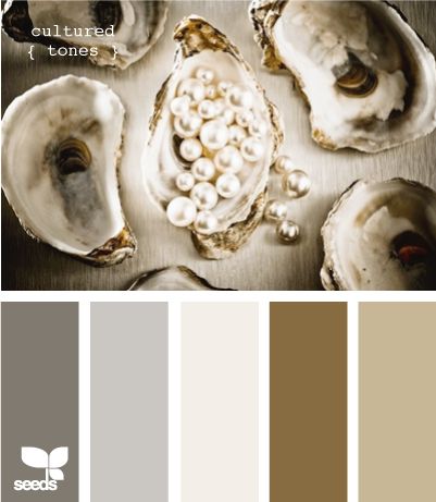 neutrals and pearls Dress Colors, Oyster Pearl, Bedroom Color, Room Walls, Color Palate, Design Seeds, Art Bedroom, Bridesmaids Dress, Shades Of Brown