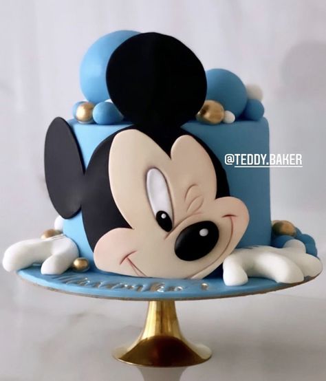 Tort Special, Mickey Birthday Cakes, Γενέθλια Mickey Mouse, Half Birthday Cakes, Mickey Cake, Cake Designs For Kids, Baby Boy Birthday Cake, Fiesta Mickey Mouse, Candy Birthday Cakes