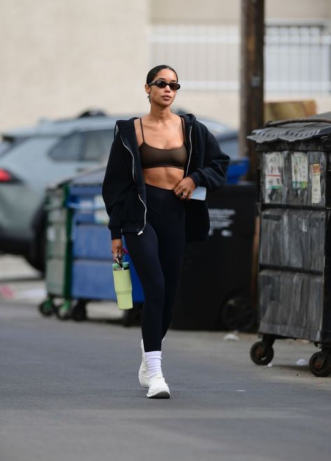 Laura Harrier Style, Celebrity Gym Outfit, Celebrity Athleisure, Athleisure Photoshoot, Sportwear Outfit, Runners Outfit, Fashion 23, Laura Harrier, Pilates Outfit