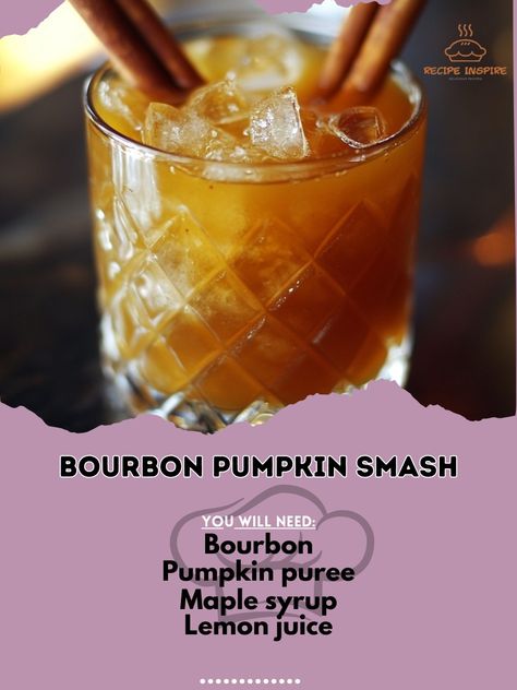 🥃🎃 Bourbon Pumpkin Smash—Celebrate fall with this bold and flavorful bourbon pumpkin smash. Perfect for crisp autumn evenings! 🍁🍂 #BourbonPumpkinSmash #FallCocktails Bourbon Pumpkin Smash Ingredients: Bourbon (2 oz) Pumpkin puree (2 tbsp) Maple syrup (1 tbsp) Lemon juice (1/2 oz) Ice (as needed) Cinnamon stick (for garnish) Instructions: Shake bourbon, pumpkin puree, maple syrup, and lemon juice with ice. Strain into a glass over ice. Garnish with a cinnamon stick. 🍂🥃 Embrace the flavors ... Autumn Beverages, Paper Plane Cocktail, Pumpkin Fluff Dip, Bourbon Drink, Cold Weather Drinks, Pumpkin Peel, Pumpkin Smash, Bourbon Smash, Bourbon Cocktail