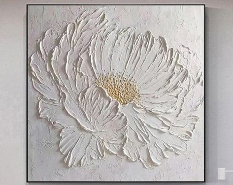 Flower Canvas Wall Art, Plaster Wall Art, Texture Painting On Canvas, Acrylic Painting For Beginners, Textured Canvas Art, Art Texture, Plaster Art, Mural Floral, Oil Painting Flowers