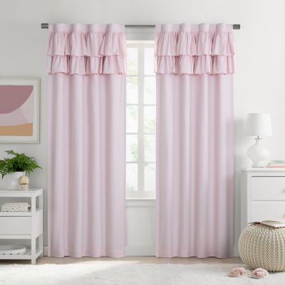 Pink Room Curtain Ideas, Pink And Blue Curtains, Curtain Window Ideas, Pink Curtains Bedroom, Curtains Girls Bedroom, Light Pink Curtains, Nursery Curtains Girl, Pink Ruffle Curtains, Kids Window Treatments