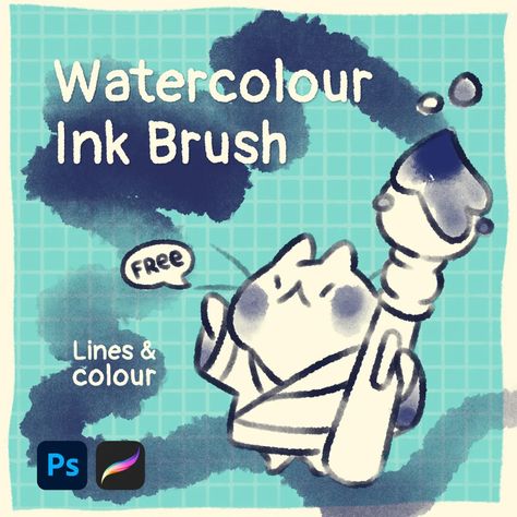 Free Watercolour Ink Brush for Procreate - LIBRIUM Procreate Marker Brush Free, Pencil Brush Procreate, Procreate Free Brushes, Artist Vibes, How To Drow, Brush For Procreate, Free Procreate Brushes, Brush Procreate, Procreate Ipad Tutorials