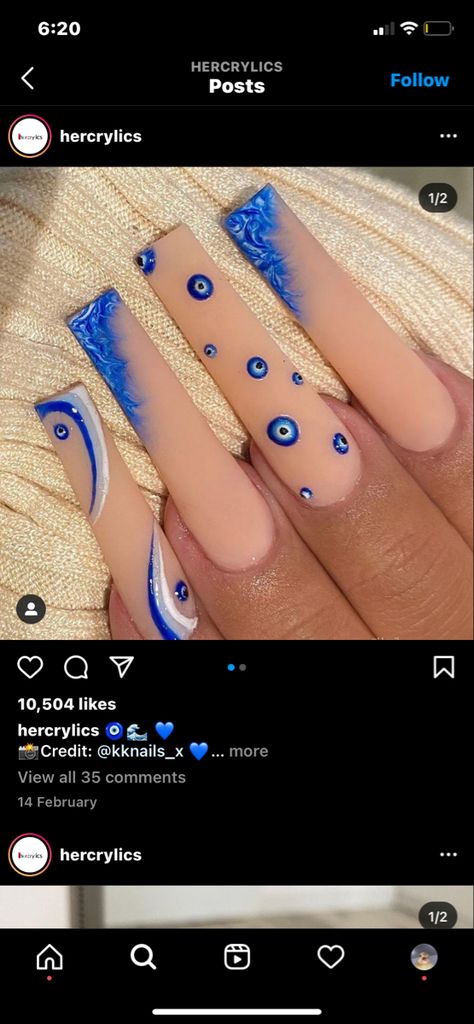 Long Acrylic Nails Blue, Red Evil Eye Nails, Acrylic Nails Evil Eye, Evil Eye Acrylic Nails, Blue Evil Eye Nails, Evil Eye Nails Design, Eye Acrylic Nails, Nails Evil Eye, Nike Rosa