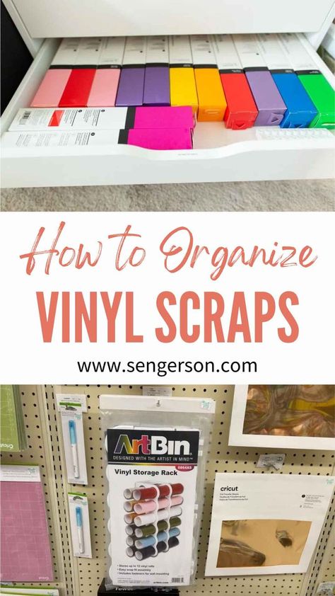 These are the best tips on how to organize your vinl scraps and rolls. Whether you are using a Cricut machine or Silhouette, these tips will make sure you get the most of your heat transfer vinyl and infusible ink sheets! #crafting #vinyl #heattransfervinyl #craftorganization How To Organize Vinyl Sheets, Organize Vinyl, Gift Hacks, Vinyl Storage, Infusible Ink, Diy Farmhouse Decor, Home Organization Hacks, How To Organize, Storage Hacks