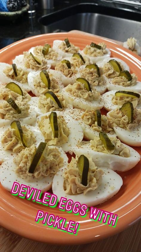 Pickle Addicts (Not So) Anonymous | Dill pickle deviled eggs  😋😊 | Facebook Pickle Board Ideas, Pickle Party Ideas, Pickle Themed Party, Pickle Bachelorette Party, Pickle Themed Birthday Party, Pickle Birthday Party, Pickle Cupcakes, Dill Pickle Deviled Eggs, Pickle Plate