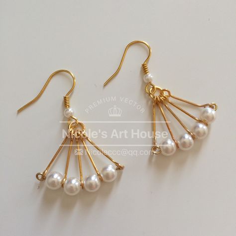 Handmade Ear Rings, Earing Diy Beads, Handmade Jewellery Homemade Jewelry, Headpin Earrings, Diy Pearl Earrings, Anting Manik, Pearl Earrings Handmade, Earrings Diy Handmade, Diy Jewelry Earrings