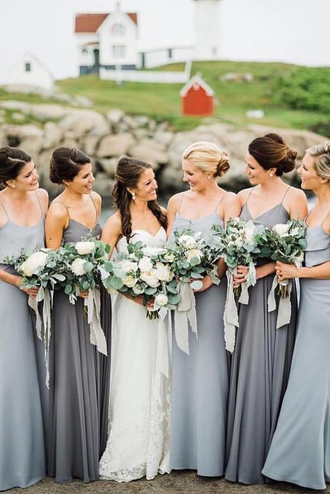 9 Sophisticated Grey Bridesmaid Dresses ❤ grey bridesmaids gowns sweetheart with spaghetti straps long mismatched jenny yoo ❤ Full gallery: https://weddingdressesguide.com/grey-bridesmaid-dresses/ Gray Bridesmaid Dresses, Gray Wedding Colors, Women Standing, Grey Bridesmaids, Dusty Blue Bridesmaid Dresses, Mismatched Bridesmaids, Wedding Dress Guide, Grey Bridesmaid Dresses, Bridesmaid Dress Colors