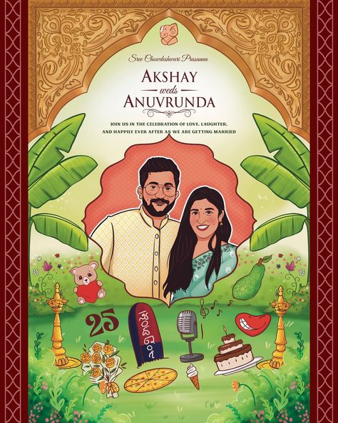 ♥️ A Wedding Invite full of Love & Doodle💌 Created this beautiful invite in which I have doodled their fav memories ✨ Swipe to see the cute doodles created for the itinerary ✨ Congratulations for your new journey @akshaykallur @aguywithbrush #weddinginvitations #lovestory #invites #indianweddinginvitation #einvitation #creativeinvitation #doodle #coupleportrait #weddingillustration #commission #weddingcards #weddingcaricature ( save the date , wedding invitation , e-invites , creativ... Procreate Wedding Invitations, Procreate Wedding, Wedding Caricature, Creative Invitations, Love Doodles, Couple Ideas, Indian Wedding Invitations, Invitation Card Template, Wedding Illustration