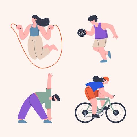 Free vector hand drawn people doing spor... | Free Vector #Freepik #freevector #illustration-pack #fitness-illustration #hand-drawn-illustration #physical-fitness Physical Fitness Drawing, Exercise Illustration, Fitness Illustration, Drawn People, Devil Quotes, Sports Illustration, Sport Illustration, Drawn Illustration, Vector Hand