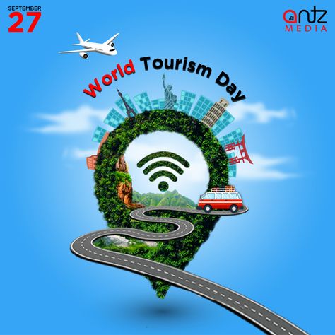 World Tourism Day Creative Ads, Tourism Day Creative Ads, World Tourism Day Creative, Airport Branding, Munnar Resorts, Travel Banner, World Tourism Day, Tourism Design, Chocolate Logo