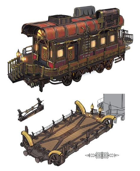 Phantom Train Car Concept Art from Final Fantasy XIV: Stormblood #art #artwork #gaming #videogames #gamer #gameart #conceptart #illustration #finalfantasy #ff14 #ffxiv Car Concept Art, P1 Mclaren, Steampunk Glasses, Steampunk Vehicle, Steampunk City, 3d Karakter, Bangunan Minecraft, Props Concept, Car Concept