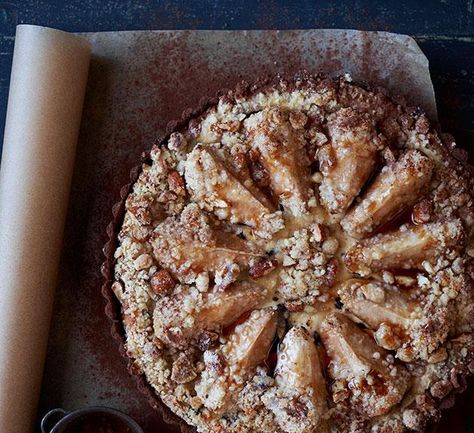 Australian Gourmet Traveller recipe for pear, chocolate and ricotta tart. Pear Chocolate, Ricotta Tart, Chocolate Tarts Recipe, Pear Tart, Slow Cooker Desserts, Sweet Pies, Pear Recipes, Sweet Pie, Pie Tart