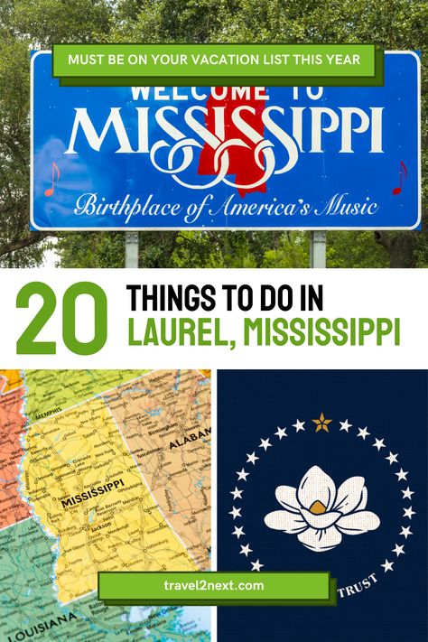 In Laurel, Mississippi, you can explore the famous downtown area with its vibrant shops and restaurants, visit the Lauren Rogers Museum of Art, stroll through the picturesque parks, and enjoy the local Southern cuisine. #ExploreLaurel #SouthernCharm #ArtAndCulture Laurel Mississippi Things To Do, Rural Mississippi, Laurel Ms, Laurel Mississippi, Mississippi Travel, Vacation List, The Deep South, Southern Cuisine, Birmingham City