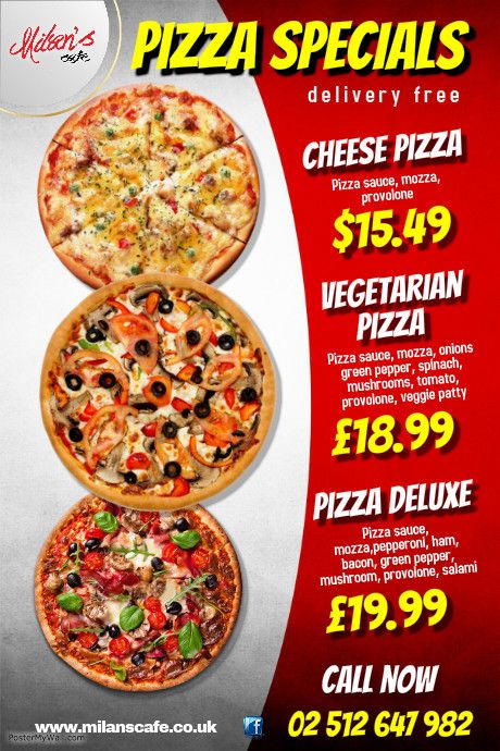 Customize this poster template with your photos and text. Pizza Menu Design, Fast Food Poster, Pizza Sale, Pizza Flyer, Creative Pizza, Restaurant Flyers, Pizza Poster, Pizza Logo, Pizza Special