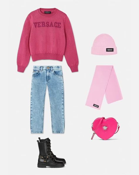 Versace Kids Medusa Kids Jeans for Girls | Online Store EU Jeans For Girls, Girls Designer Clothes, Versace Kids, Girl Online, Jeans Kids, Gianni Versace, Exercise For Kids, Luxury Clothing, Product Label