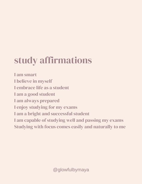 study affirmations [positivity positive energy mindset shifts manifesting manifestation manifest meditation abundance law of assumption law of attraction feminine energy femininity goddess energy selfcare healing era rich girl money wealth girl boss vibe glow up] Rich Girl Affirmations, Pass My Exams, Attract Girls, Study Better, I Believe In Me, Good Student, Goddess Energy, Exam Study, Embrace Life