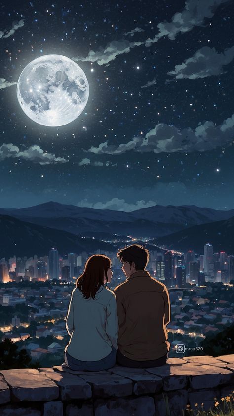 "Love feels like sitting under the stars, with the world quiet and just us two. 🌙❤️ Follow for more @mrcai320 #underthestars #eternallove #moonlitromance #youandme #couplemagic #hearttoheart #starrynights #loveintheair #soulmates #romanticmoments #aiartwork #followme #trending #explorepage #instadaily #mrcai320 ​ Couple Stargazing Art, Sitting Under The Stars, Moon And Stars Wallpaper, Lovers Images, Cute Relationship Quotes, Photoshoot Outdoor, Romantic Vibes, Happy Girl Quotes, Pre Wedding Photoshoot Outdoor