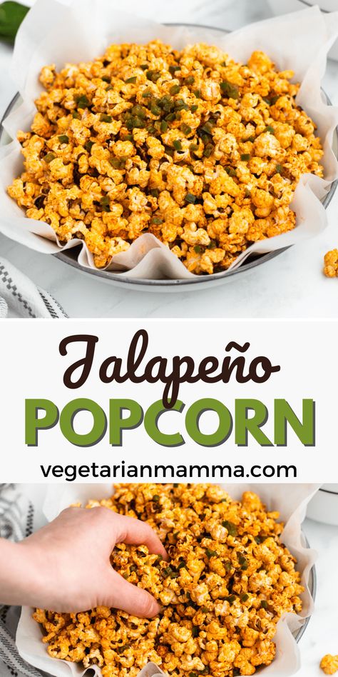 Jalapeno Popcorn Recipe, Jalapeño Popcorn, Jalapeno Popcorn, Fresh Jalapeno, Flavored Popcorn Recipes, Popcorn Recipes Easy, Spicy Popcorn, Cheese Popcorn, Cheddar Popcorn