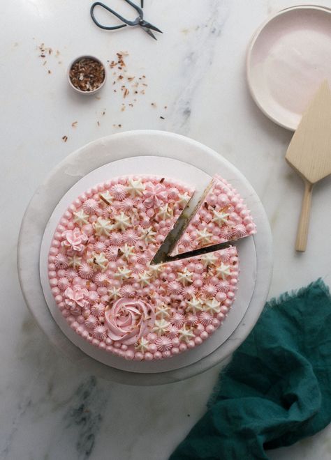 Coconut Cake with Hibiscus Frosting - A Cozy Kitchen Hibiscus Frosting, Hibiscus Cake, Coconut Hibiscus, Coconut Extract, Creative Desserts, Comfort Food Recipes, Ingredient List, Baked Goodies, Cozy Kitchen