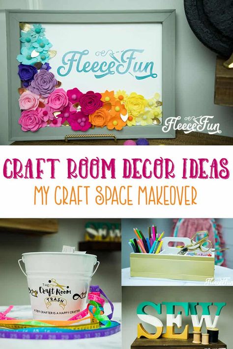 I love all of these craft room decor ideas. They look likes easy diys to try. Her craft room makeover is amazing. Craft Room Theme Ideas, Craft Room Artwork Wall Decor, Room Decor Ideas Craft, Create Letters For Craft Room, Cute Craft Room, Craft Room Quotes Inspiration Wall Art, Craft Room Words Wall Decor, Craftroom Sayings Signs, Cute Craft