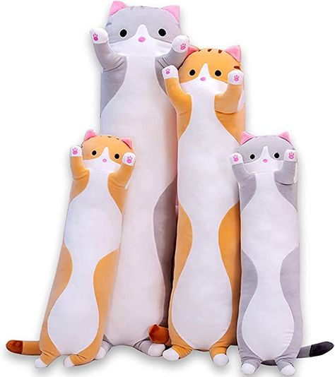 Amazon.com: Cute Cat Plush Long Body Pillow Cuddle Cartoon Stuffed Animals Cat Plushie Soft Doll Pillows Gifts for Kids Girls (Gray, 19") : Toys & Games Cute Cat Plush, Cat Plushie, Long Cat, Hug Pillow, Söt Katt, Cat Plush Toy, Stuffed Animal Cat, Cadeau Diy, Cat Doll