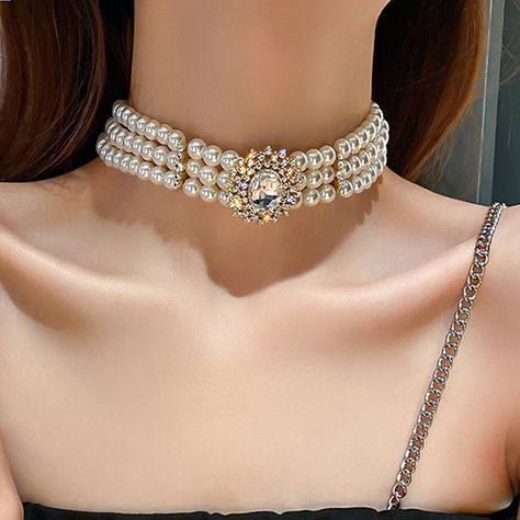 Necklaces Prom, Birthday Costume, Cheap Necklaces, Gold Necklace Simple, Detailed Necklace, Bridesmaid Gifts Jewelry, Choker Pendant, Rhinestone Choker, Gold Choker Necklace