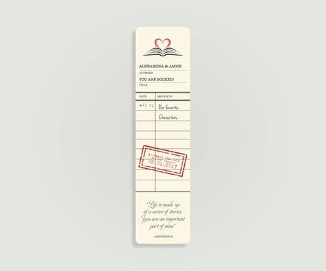 Literary Wedding, Unique Bookmark, A Love Story, Library Card, Save The Dates, High Resolution Photos, Print Packaging, Tie The Knots, Wedding Saving