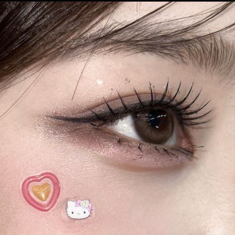 Makeup Stickers, Hello Kitty Makeup, Eye Details, Ive Wonyoung, Makeup Items, Eyebrow Makeup, Cat Stickers, Beauty Secrets, Makeup Inspo