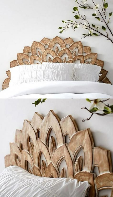 Diy Seng, Bed Headboard Ideas, Faux Headboard, Beautiful Bed Designs, Head Boards, Diy Headboards, Diy Headboard, Couple Bedroom, Diy Bed