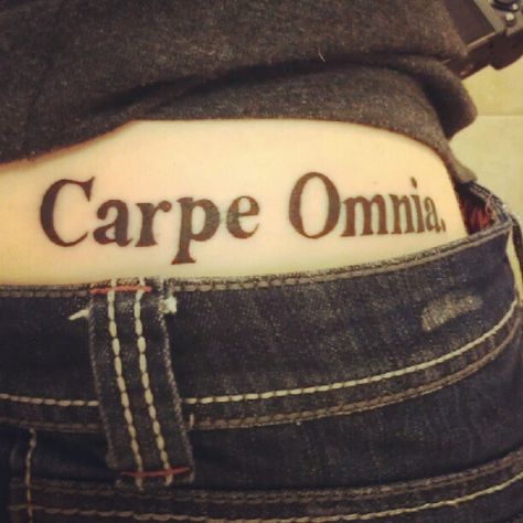 Carpe Omnia. On my footsie Latin Tattoo, Hip Tattoo, Carp, Infinity Tattoo, Body Art, Tattoo Ideas, Cape, Google Search, Writing