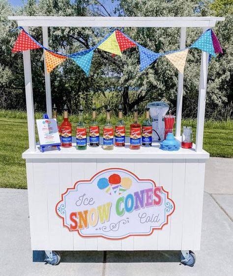 Snow Cone Bar Ideas, Diy Snow Cone Stand, Sno Cone Stand Ideas, Snowcone Trailer Ideas, Snow Cone Stand Ideas, Snow Cone Ideas, Snow Cone Party Ideas, Snow Cone Birthday Party, Snowcone Ideas