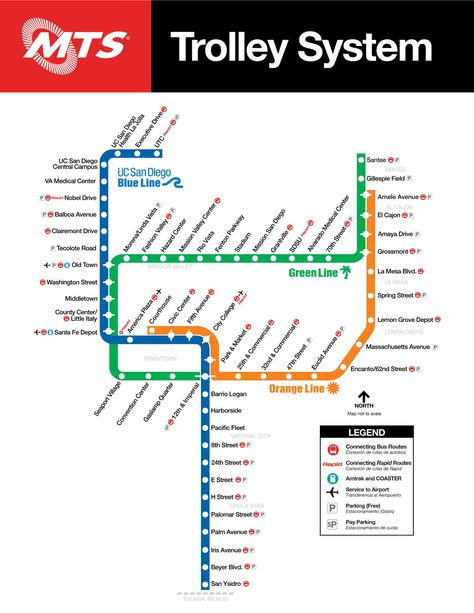 San Diego Trolley, San Diego Map, Uc San Diego, Mexico Border, San Ysidro, San Diego Travel, City College, Washington Street, Light Rail