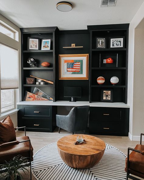 A Custom Built In Wall Desk Unit for this beautiful home office. ✨ We built shelves for storage and display and finished it off with a… | Instagram Built In Wall Desk, Diy Office Built Ins With Desk, Built In Desk And Shelves Office, Built In Desk And Shelves, Desk Wall Unit, Beautiful Home Office, Home Office Built Ins, Desk Units, Shelves For Storage