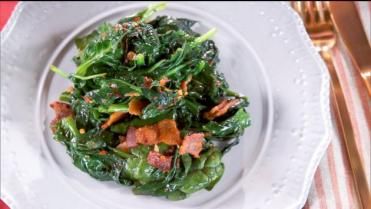 Spinach With Bacon, Easy Collard Greens Recipe, Farmhouse Rules Recipes, Sauteed Collard Greens, Collard Greens With Bacon, Mushroom Marsala, Spinach Side Dish, Nancy Fuller, Spinach And Bacon