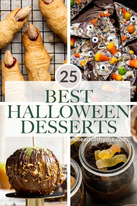 25 bedste Halloween-desserter - foran timian Chocolate Halloween Desserts, Creepy Desserts, Witch Desserts, Halloween Themed Desserts, Creepy Witch, Moist Vanilla Cupcakes, Caramel Apples Homemade, Finger Cookies, Spooky Ideas