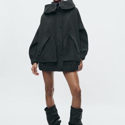 Zara Zw Collection Oversized Parka M/L Size.New With Tags Off White Blazer, Oversized Parka, Drape Jacket, Unique Jackets, Oversized Outfit, Velvet Suit, Quilted Puffer Jacket, Wool Blend Jacket, Oversized Coat