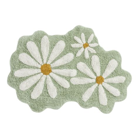 Light Blue Daisy Shaped Bath Mat - World Market Girls Apartment, Green Room Decor, Green Bathroom Decor, Cute Bath Mats, Bathroom Rugs And Mats, Bedside Rug, Boho Bathroom, Girls Bathroom, Blue Daisy