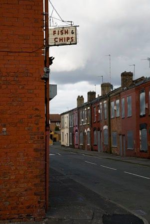 Martin Parr's British Cities: Manchester Manchester City Aesthetic, Manchester Aesthetic, Fish And Chips Shop, Terrace Houses, Manchester Street, British Aesthetic, Council Estate, Manchester City Wallpaper, England Aesthetic