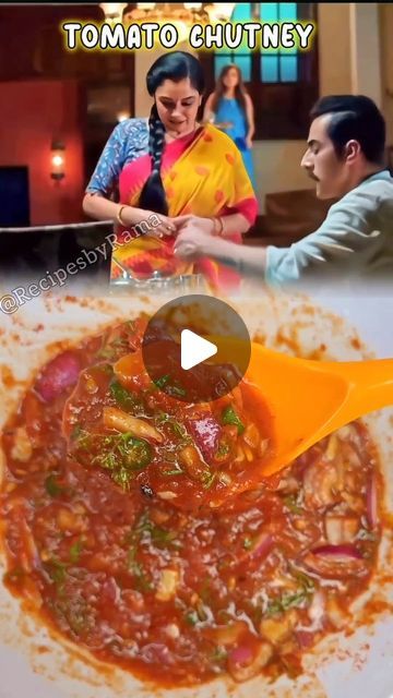 Rama on Instagram: "Anupama Special Tomato Chutney🍅😋  [SAVE IT FOR LATER]  SHARE WITH YOUR FRIENDS: @recipesby_rama  • • • • [tomato, chutney, tomatoes, tomatosoup, Anupama, celebrity, easy recipe] . . . #explore #explorepage #reels #easyrecipeideas #tomatochutney #anupama #viral #instagram #instafood" Green Tomato Recipes Chutney, Tomato Chutney Recipes, Easy Green Tomato Chutney, Green Tomato Chutney Recipe Indian, Onion Tomato Chutney, Viral Tomato Chutney, Sabji Recipe, Tomato Chutney Recipe, Tomato Chutney