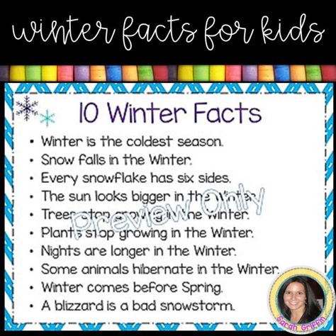 10 Winter Facts for Kids: Building Sentences | Little Learning Corner Winter Stories For Preschool, Winter Stories For Kids, Snow Facts For Kids, Facts About Snowflakes For Kids, Snow Facts, Winter Vocabulary Preschool, About Winter Season, 3s Preschool, Snowflakes For Kids