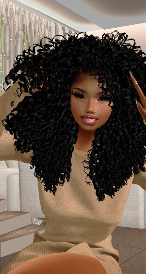 Imvu Curly Hair, Imvu Wallpaper, 4d Hair, E Girl Hair, Fairy Grunge Aesthetic, Sims 4 Black Hair, Imvu Outfits, Imvu Outfits Ideas Cute, Internet Girl